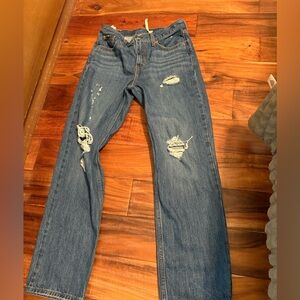 Levi’s Low Pro Straight Jeans 26 Distressed Medium Wash Straight Leg Denim